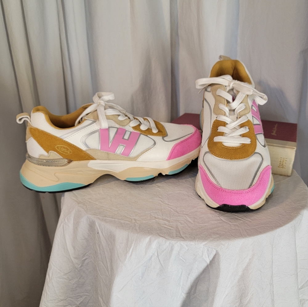 Women's Vintage Havana Dash 5 Chunky Sneakers in White, Pink & Mustard